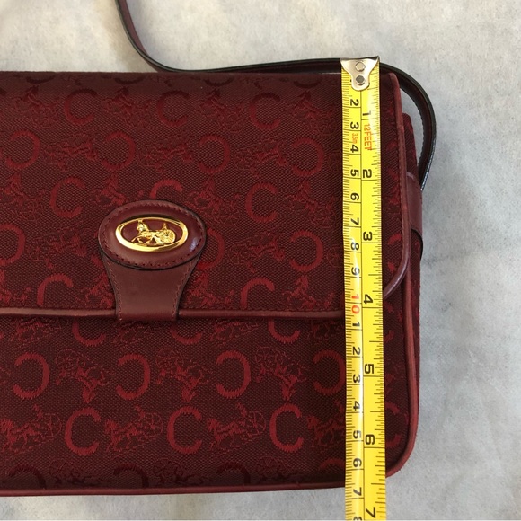 Vintage Celine Shoulder Bag Horse carriage logo box bag burgundy - Picture 15 of 16